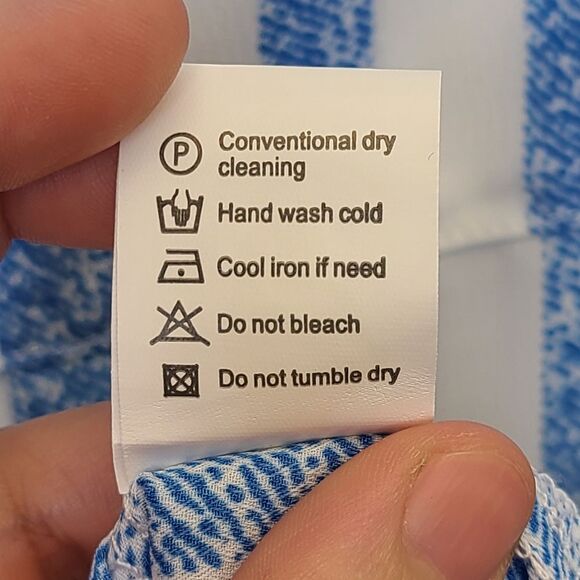 Womens Blue White Striped Print Batwing Sleeve Pocket Blouse Top S - Picture 11 of 11